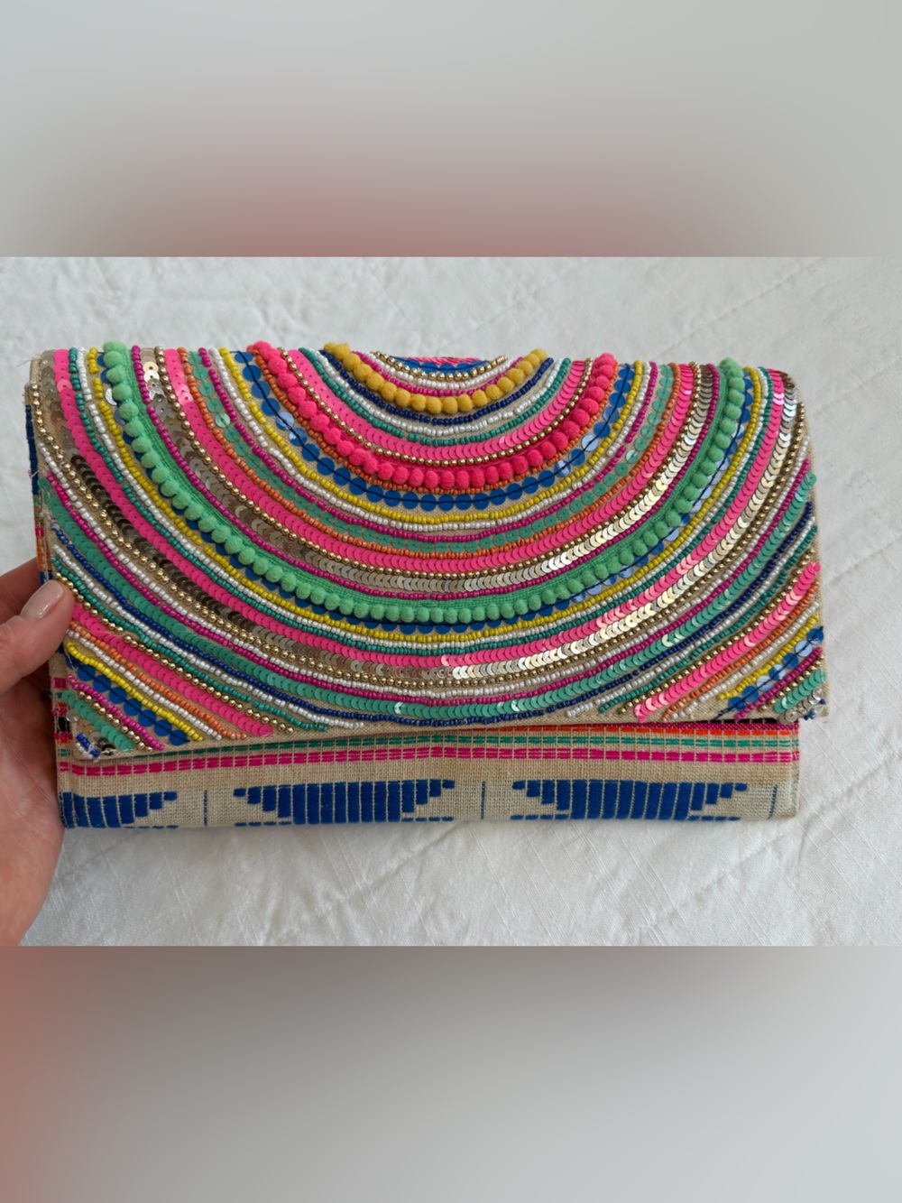 America & Beyond Bright is Best Embellished Clutch